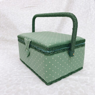 Sewing Box - Green Pin Dot